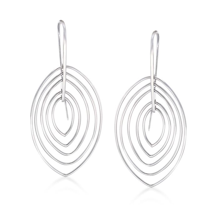 Sterling Silver Concentric Open Drop Earrings