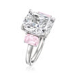 6.00 Carat CZ Ring with 1.10 ct. t.w. Simulated Pink Sapphires in Sterling Silver