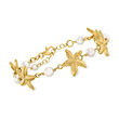 4-6.5mm Cultured Pearl Starfish Bracelet in 18kt Gold Over Sterling