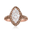1.72 ct. t.w. Brown and White Diamond Marquise-Shaped Ring in 14kt Rose Gold