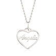 Sterling Silver Script Name Open-Space Heart Pendant Necklace