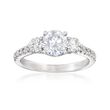 .68 ct. t.w. Diamond Three-Stone Engagement Ring Setting in 14kt White Gold