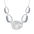 Mother-Of-Pearl and Sterling Silver Oval Disc Necklace