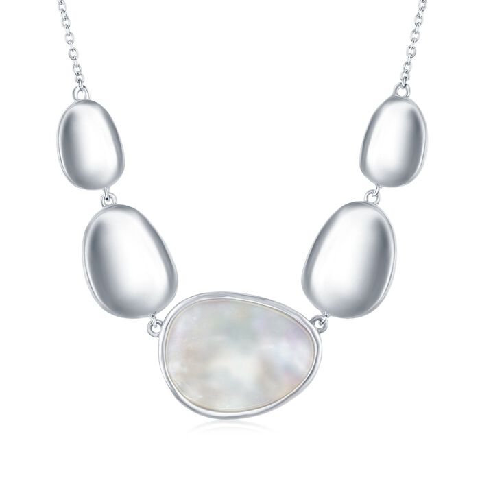 Mother-Of-Pearl and Sterling Silver Oval Disc Necklace