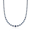9.00 ct. t.w. Sapphire and 1.50 ct. t.w. Diamond Tennis Necklace in Sterling Silver