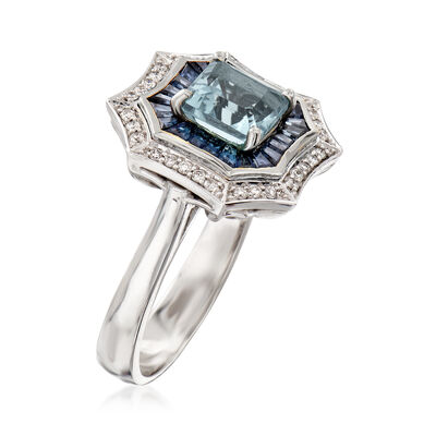 2.70 ct. t.w. Multi-Gemstone and .17 ct. t.w. Diamond Ring in 14kt White Gold