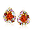 3.00 ct. t.w. Citrine and 2.80 ct. t.w. Multi-Gemstone Earrings in 14kt Gold Over Silver