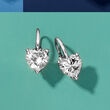 4.00 ct. t.w. Moissanite Heart Earrings in Sterling Silver