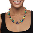 Italian Multicolored Murano Glass Bead Necklace in 18kt Gold Over Sterling 18-inch