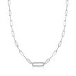 Charles Garnier .25 ct. t.w. CZ Paper Clip Link Necklace in Sterling Silver