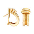 C. 1995 Vintage Tiffany Jewelry J-Hoop Earrings in 18kt Yellow Gold