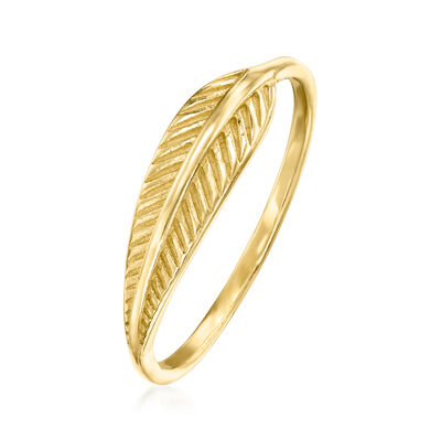 14kt Yellow Gold Feather Ring