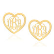 14kt Yellow Gold Small Laser Polished Heart Monogram Post Earrings