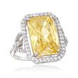 5.00 Carat Canary Yellow CZ and 1.10 ct. t.w. White CZ Ring in Sterling Silver