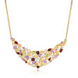 14.30 ct. t.w. Multi-Stone Leaf Motif Necklace in 18kt Gold Over Sterling Silver
