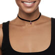 1.90 Carat Garnet Heart Choker Necklace with Sterling Silver and Black Velvet Cord 13-inch