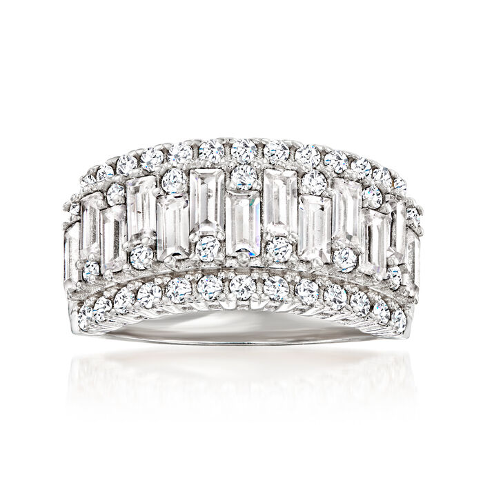 2.40 ct. t.w. Baguette and Round CZ Ring in Sterling Silver
