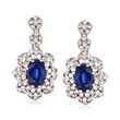 2.00 ct. t.w. Sapphire and 1.70 ct. t.w. Diamond Drop Earrings in 14kt White Gold