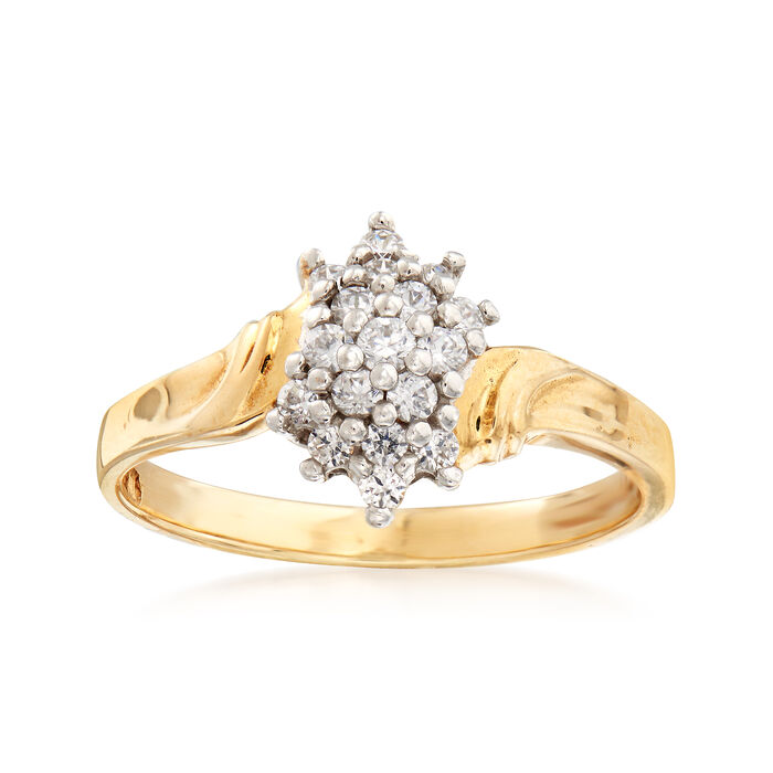 C. 1980 Vintage .40 ct. t.w. Diamond Cluster Ring in 10kt Yellow Gold