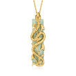 Jade Snake Pendant Necklace with Sapphire Accents in 18kt Gold Over Sterling