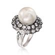 5.40 ct. t.w. White Topaz Halo Ring with Interchangeable Shell Pearls in Sterling Silver
