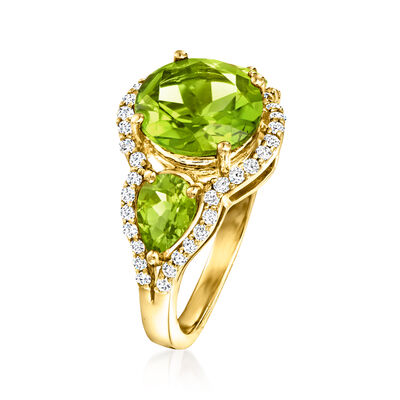 4.40 Carat Peridot Ring with .43 ct. t.w. Diamonds in 14kt Yellow Gold