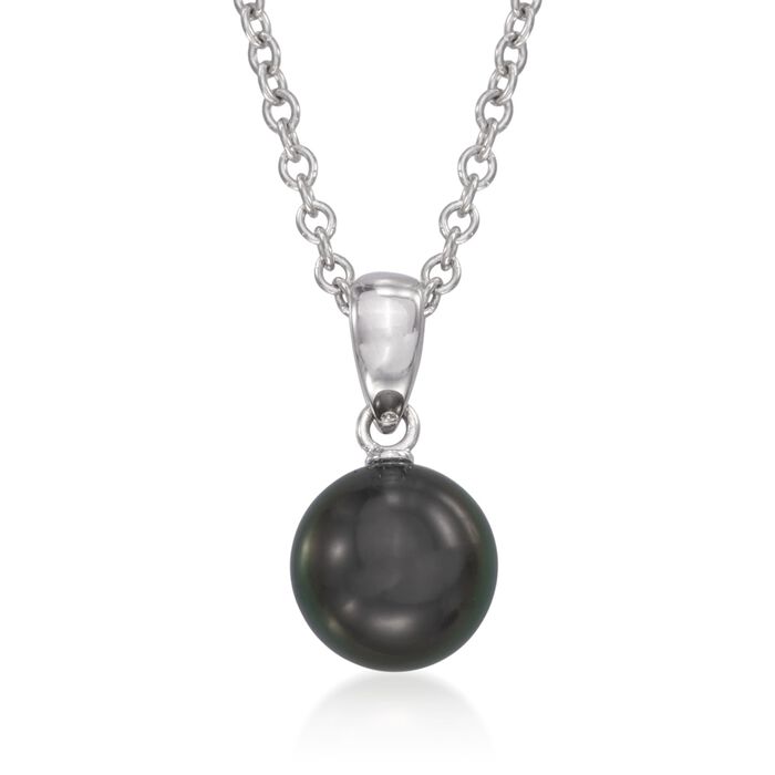 Mikimoto 8-8.5mm Black South Sea Pearl Pendant Necklace in 18kt White Gold