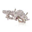 C. 1970 Vintage .40 ct. t.w. Diamond Bee Pin with Ruby Accents in 18kt White Gold