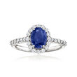 1.60 Carat Sapphire and .56 ct. t.w. Diamond Ring in 14kt White Gold