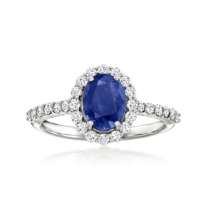 1.60 Carat Sapphire and .56 ct. t.w. Diamond Ring in 14kt White Gold