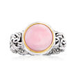 Pink Opal Byzantine Ring in Sterling Silver with 14kt Yellow Gold