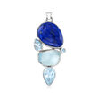 Lapis and 10.05 ct. t.w. Sky Blue Topaz Pendant in Sterling Silver