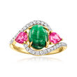 Malachite, and 1.00 ct. t.w. Pink and White Topaz Ring in 18kt Gold Over Sterling