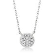 Pave Diamond-Accented Circle Necklace in 14kt White Gold