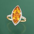 4.40 Carat Marquise Citrine and .22 ct. t.w. Diamond Ring in 14kt Yellow Gold