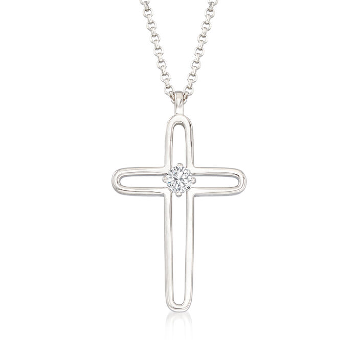 Charles Garnier .23 Carat CZ Open-Space Cross Pendant Necklace in Sterling Silver