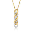 .10 ct. t.w. Diamond Curb-Link Linear Pendant Necklace in 10kt Yellow Gold