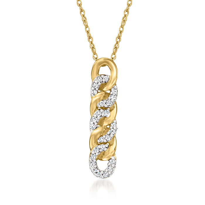 .10 ct. t.w. Diamond Curb-Link Linear Pendant Necklace in 10kt Yellow Gold