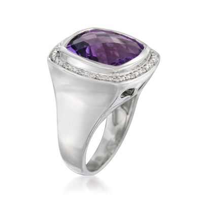 9.10 Carat Amethyst and .10 ct. t.w. Diamond Ring in Sterling Silver
