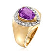 C. 1980 Vintage 1.55 Carat Amethyst and .15 ct. t.w. Diamond Ring in 14kt Yellow Gold