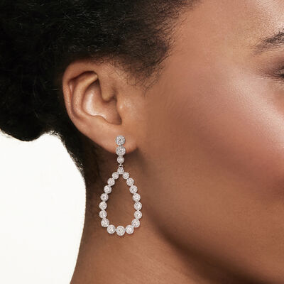 2.25 ct. t.w. Diamond Open-Space Teardrop Earrings in 14kt White Gold