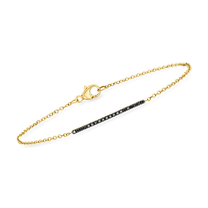 .10 ct. t.w. Black Diamond Bar Bracelet in 14kt Yellow Gold