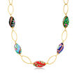 Italian Multicolored Murano Glass Bead Floral Necklace in 18kt Gold Over Sterling Silver