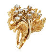 C. 1970 Vintage .65 ct. t.w. Diamond Flower Ring in 14kt Yellow Gold