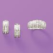 .70 ct. t.w. Baguette and Round Diamond Huggie Hoop Earrings in Sterling Silver