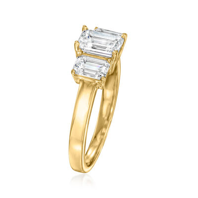 2.00 ct. t.w. Emerald-Cut Lab-Grown Diamond Three-Stone Ring in 14kt Yellow Gold