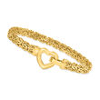10kt Yellow Gold Heart Byzantine Bracelet