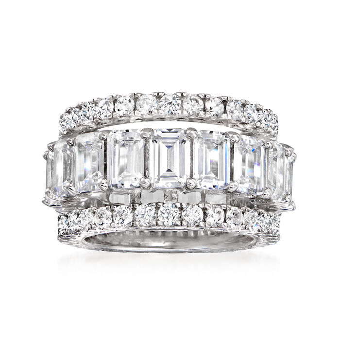 11.65 ct. t.w. CZ Jewelry Set: Three Eternity Bands in Sterling Silver