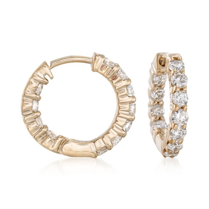 1.00 ct. t.w. Diamond Inside-Outside Hoop Earrings in 14kt Yellow Gold