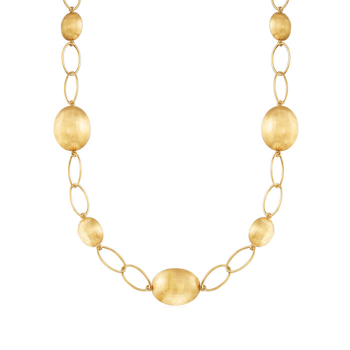 C. 2000 Vintage 18kt Yellow Gold Bead and Link Necklace
